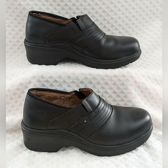 Ariat Leather Safety Clog Steel Toe Black Slip On Shoes 10002368 Women's Sz 6.5B - Picture 1 of 11